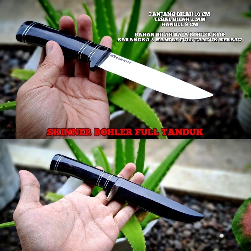 Pisau Dapur kecil Baja Bohler K110 full Tanduk Type2 / Pisau Mancing Hiking Survival