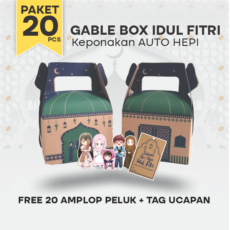 

Gable Box Lebaran Ponakan 20pcs / Box Hampers Idul Fitri / Parcel Hari Raya (Paket 20pcs)