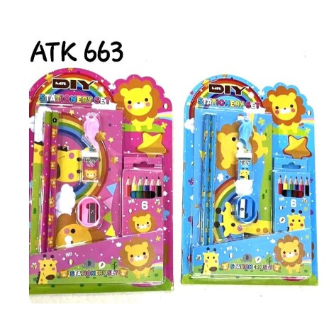 

✨HPS✨ Paket Alat Tulis Anak 663 Stationery Set 7 in 1 Pensil Warna Kado Souvenir Ulang Tahun Anak Dengan Karakter Unik Dan Lucu