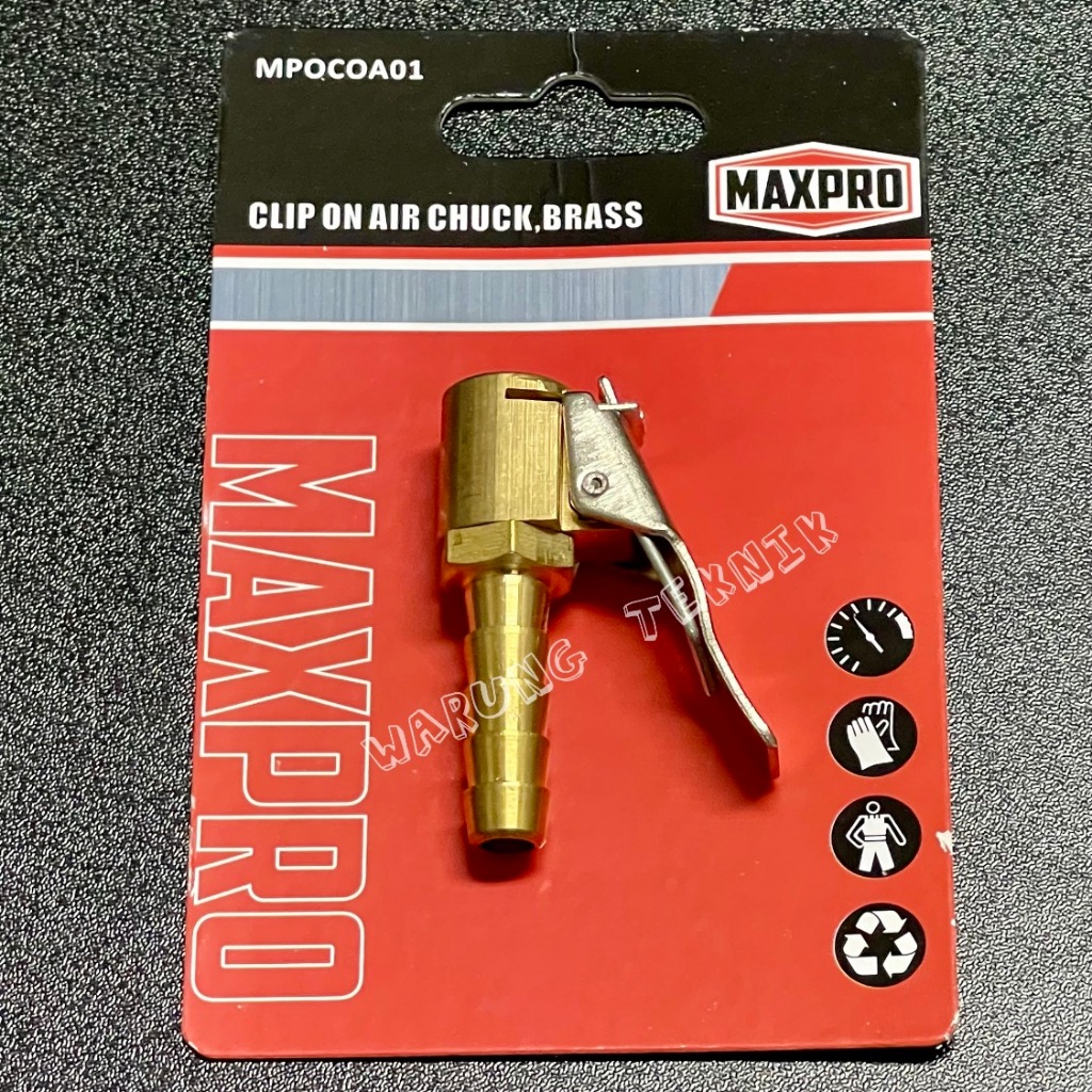 MAXPRO MPOCOA01 BRASS CLIP ON AIR CHUCK - ISIAN ANGIN KUNINGAN MODEL JEPIT - KEPALA COP POMPA BAN