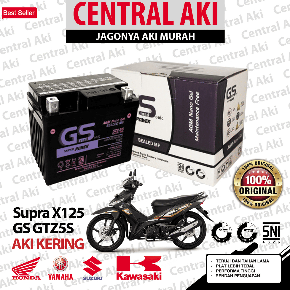 Aki Motor Honda Supra X 125 GTZ5S Accu Kering MF