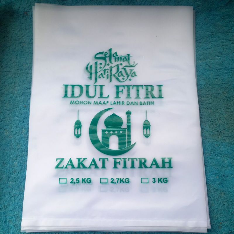 PLASTIK SABLON BERAS ZAKAT FITRAH MUAT 3KG