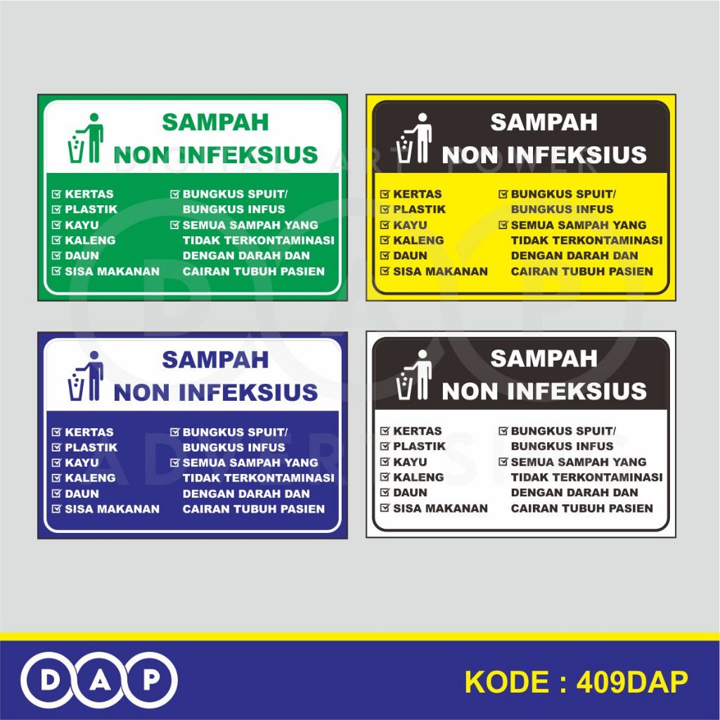 

409 - STIKER LABEL SAMPAH NON INFEKSIUS - 15 X 10 CM - VYNIL - TERBAIK