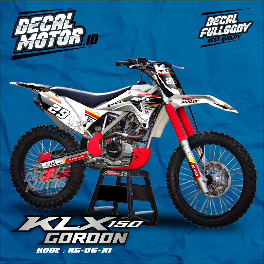 (NEW) Decal Klx Gordon Full body Decal Klx Gordon-Sticker Full Blok Klx Motif Supermoto Putih - KG 0