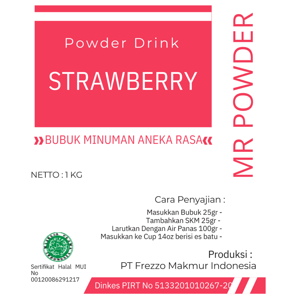 

MR POWDER - BUBUK MINUMAN PREMIUM 1 KG RASA STRAWBERRY - bubuk minuman rasa serbuk minuman rasa bubuk minuman boba serbuk minuman boba KEKINIAN