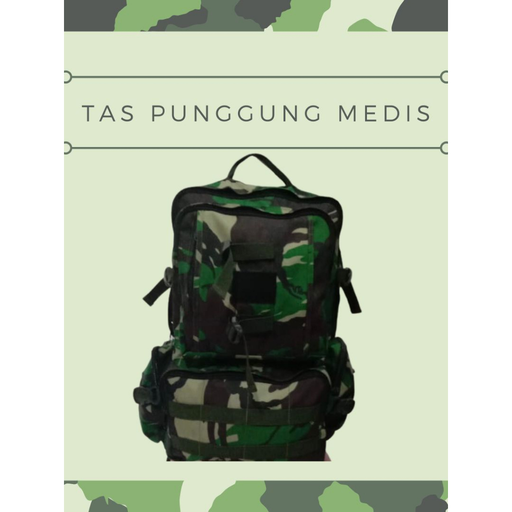 Tas Punggung Medis Backpack Army Ransel Pria Tas Hiking Polos Motif Loreng