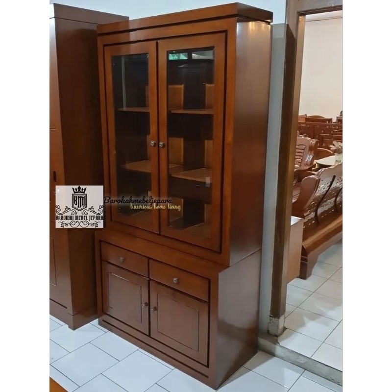 Lemari dapur jati dua pintu , lemari serbaguna 2 pintu , rak piring jati , rak dapur jati minimalis 