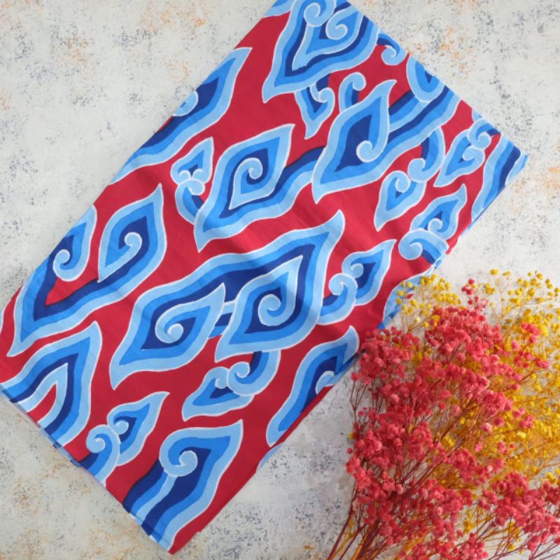 kain batik print bahan katun motif mega mendung sketsa khas trusmi cirebon
