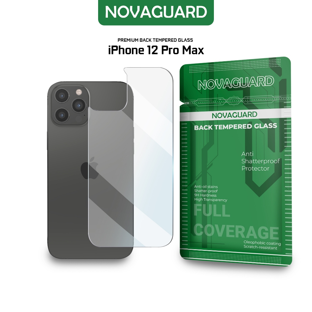 NovaGuard Back Tempered Glass 9H Premium for iPhone 12 PRO MAX Anti Gores Belakang Protector