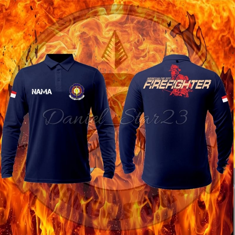 kaos polo fire fighter, kaos wangki fire fighter