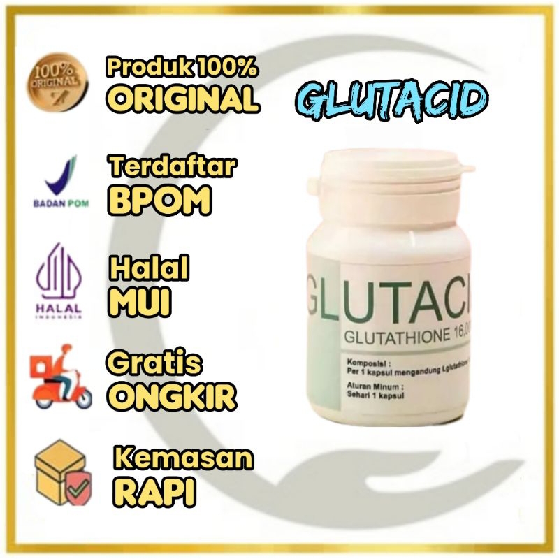 Glutacid 100% Asli Whitening 16 000 mg Original Pemutih Badan Permanen