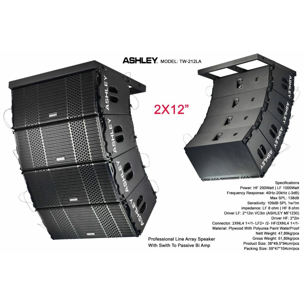 Speaker Line Array ASHLEY TW 212 LA TW 212LA ORIGINAL 2 X 12 INCH TW212 LA TW212LA