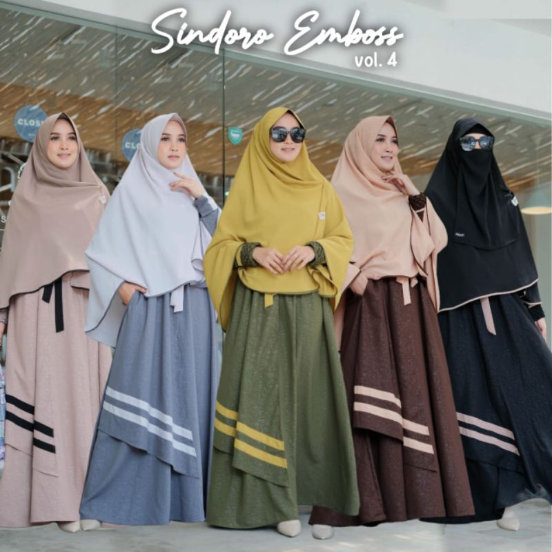 gamis set khimar plus cadar terbaru sindoro embos fab wolpeach embos adem nyaman dipakai