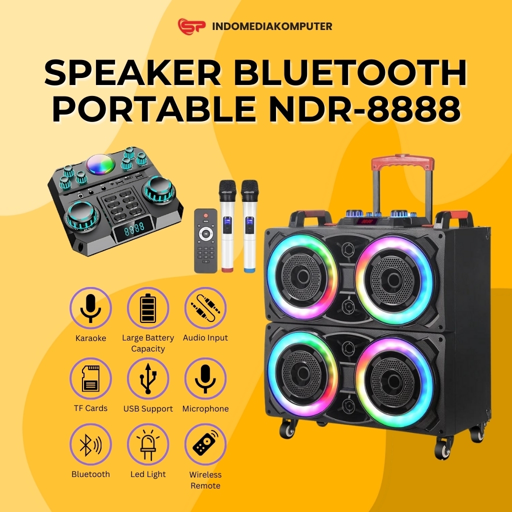SPEAKER BLUETOOTH WIRELESS DOUBLE SPEAKER NDR 8888