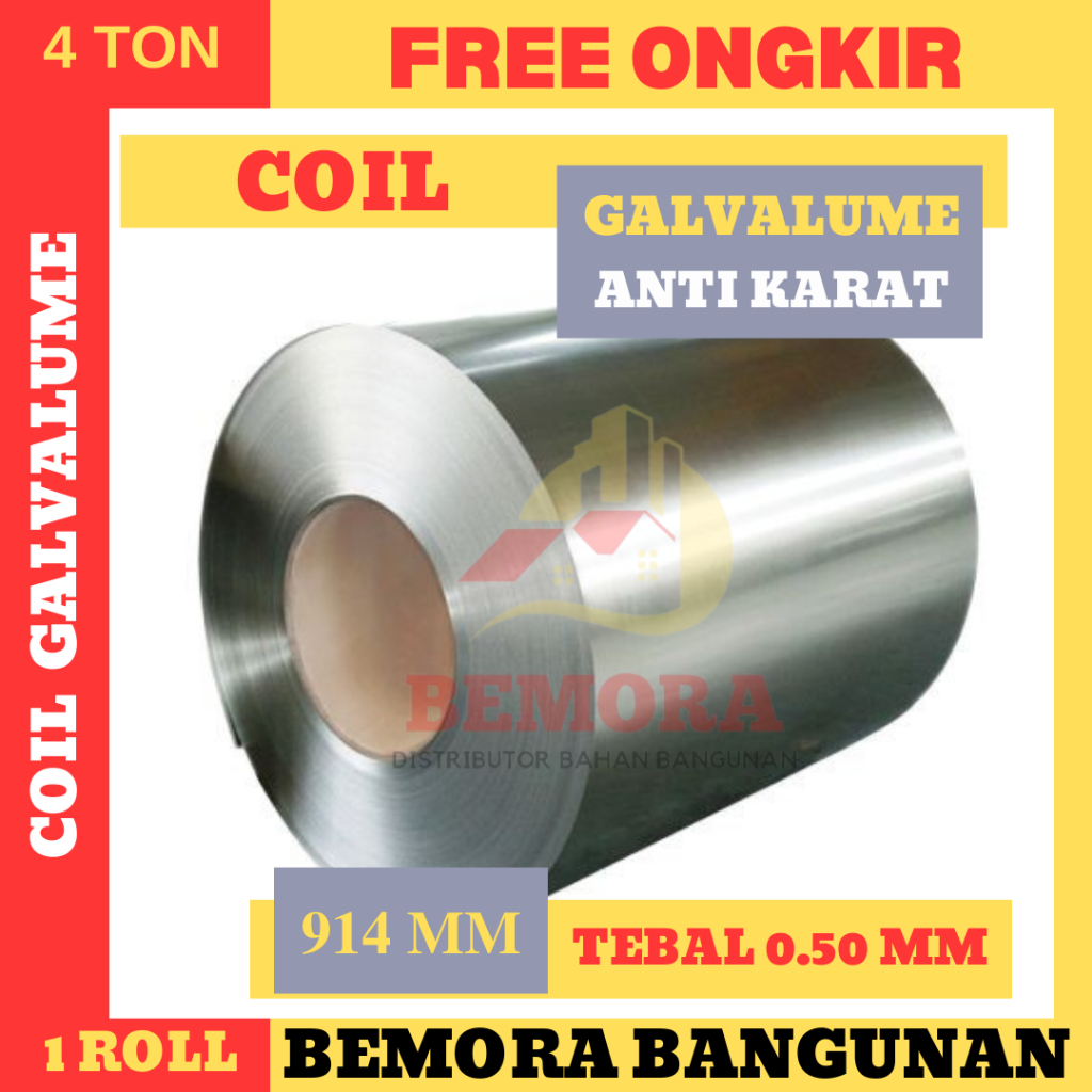 Coil Galvalum 914 mm 1(0.50) Anti Karat (Free Ongkir & Slitting)