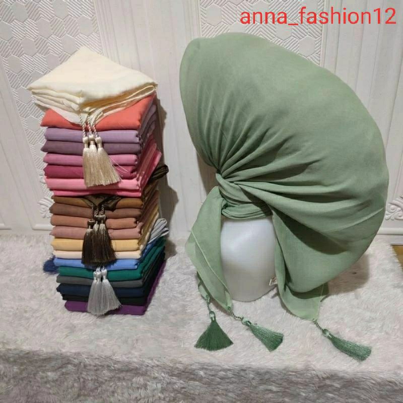 Hijab segi empat paris tassel / paris jadul tassel terlaris/ segi empat kekinian