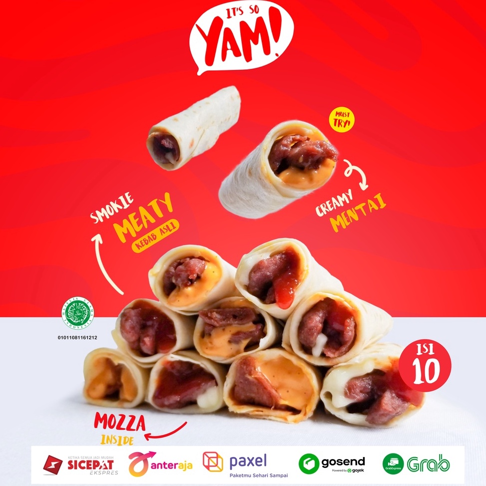 

ANN818 XG34448 PROMO Kebab Mini Isi 1 Original Yam Mozarella Creamy Mentai Snack Cemilan Frozen