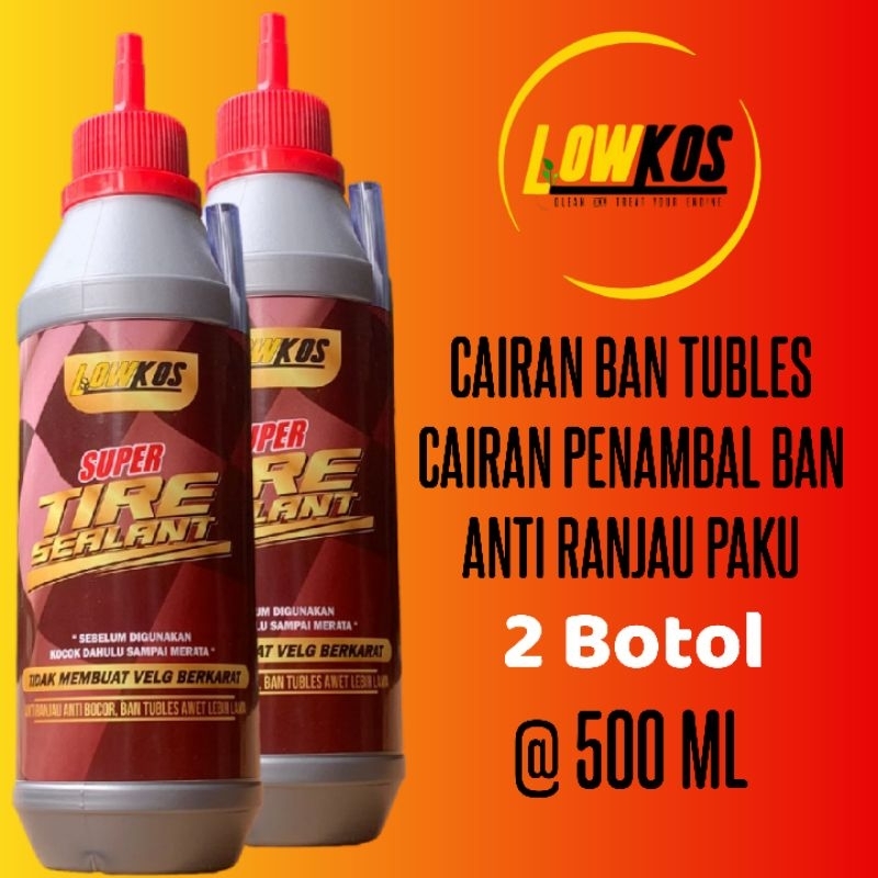 Abb Paket 2 Botol LOWKOS Cairan Tambal Ban Tubeless Motor Mobil 500ml - Cairan tubles anti ranjau