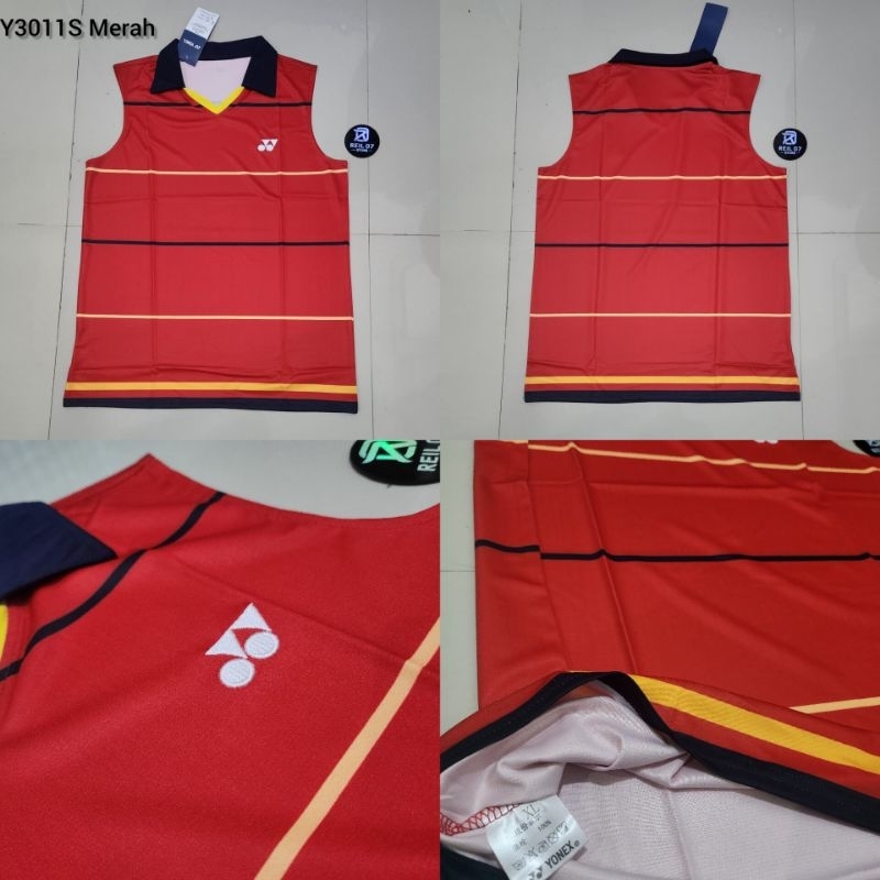 Y3011 MERAH BAJU BADMINTON SINGLET IMPORT  KAOS BULU TANGKIS OLAHRAGA CHINA