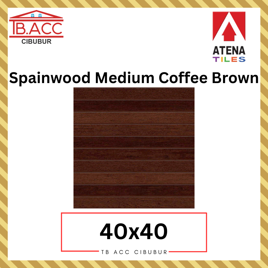 Spainwood Medium Coffee Brown 40x40 Atena Tiles Keramik Kayu Kasar Kamar Mandi Dinding Lantai