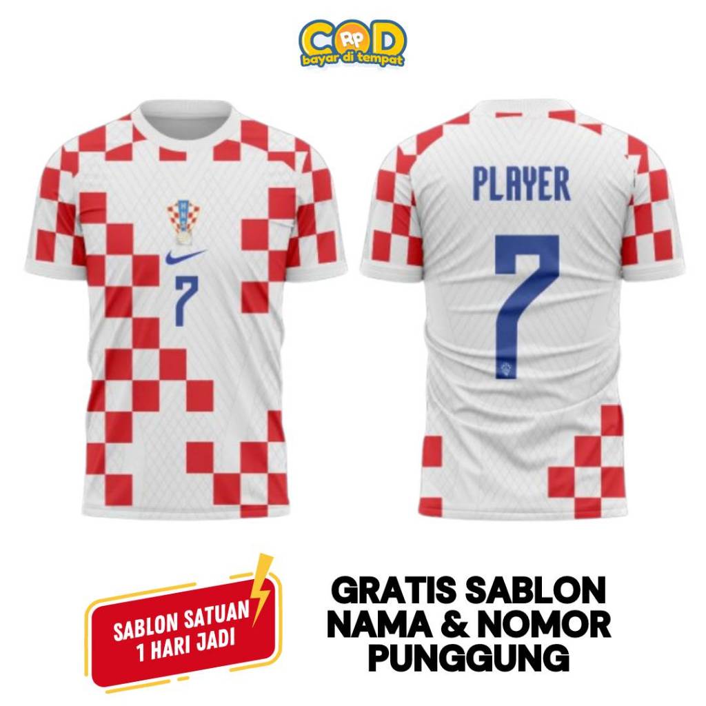 JERSEY CROATIA KROASIA QATAR 2022 WORLD CUP FULLPRINTING