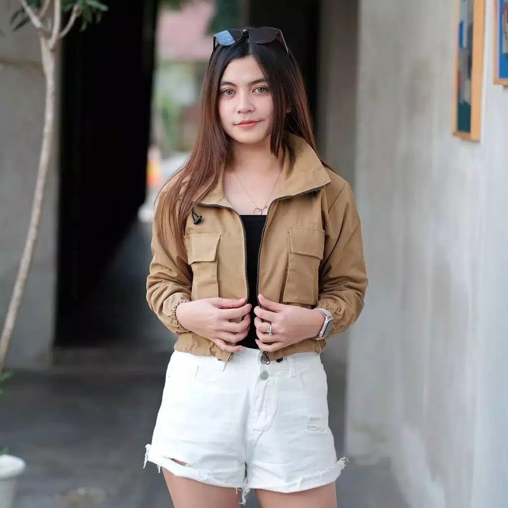 Best Deals Sury Jaket Crop Wanita Trendy - Jaket Wanita - Jaket Crope Wanita Fashion Terlaris