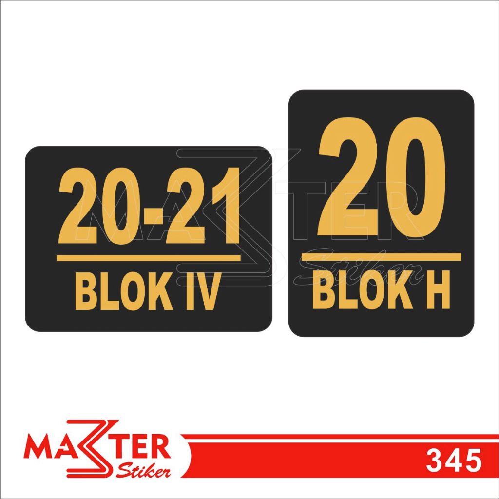 

345 - Stiker Nomor Rumah, Sticker Vinyl, Premium, Tahan Air, Termurah, dan Bisa Custom