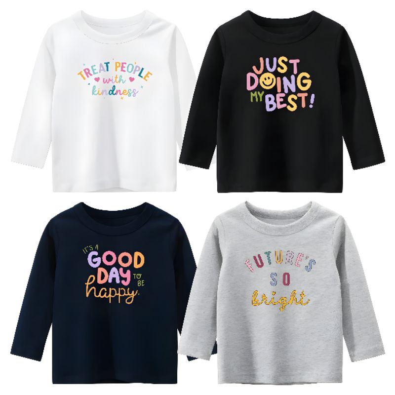 Kaos Anak Lengan Panjang Perempuan Baju Kaos Lengan Panjang Anak Perempuan Usia 1-12 Tahun