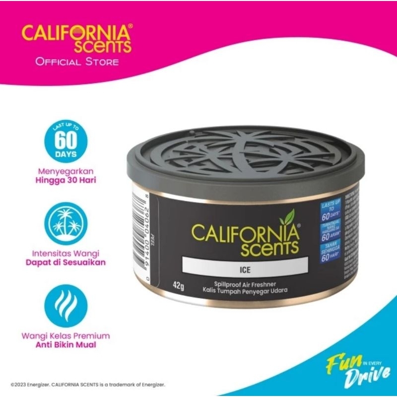 California Scents Spillproof Ice serbuk kayu parfum pengharum penyegar ac mobil ruangan lemari (LD)