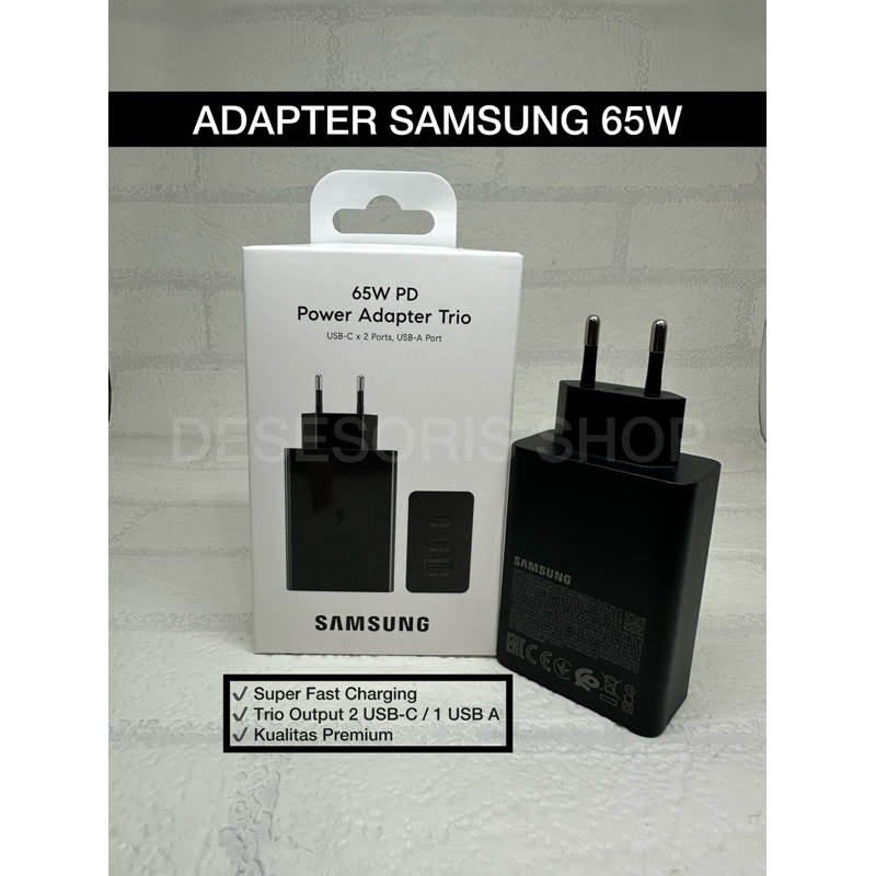 Charger Samsung 65W PD Power Adapter Trio Super Fast Charging 65 watt