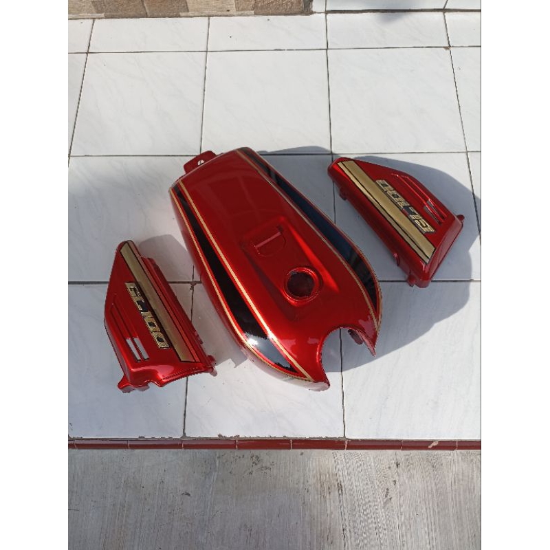 TENGKI TANGKI GL100 SET BOK AKI KANAN KIRI WARNA MERAH MAROON TENGKI SET BOK AKI GL100 MERAH MAROON 