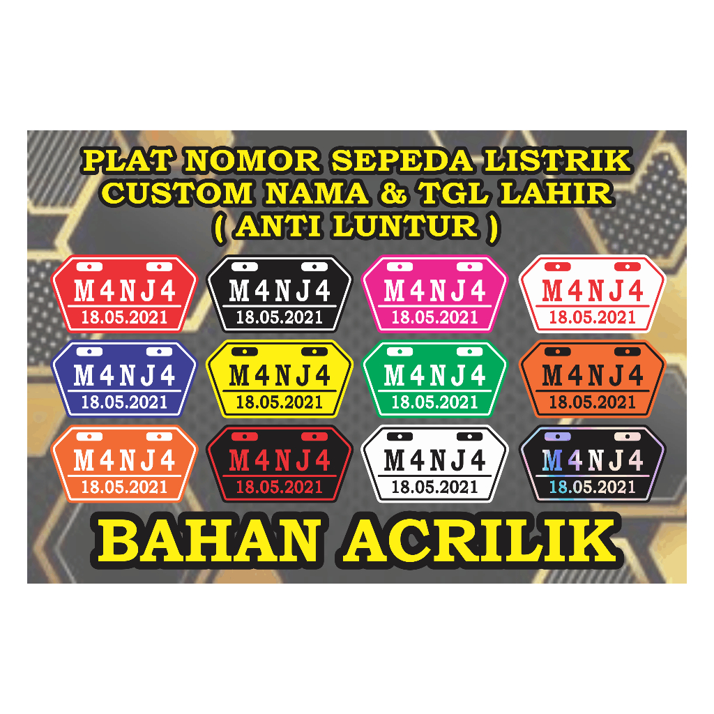 PLAT NOMOR SEPEDA LISTRIK
