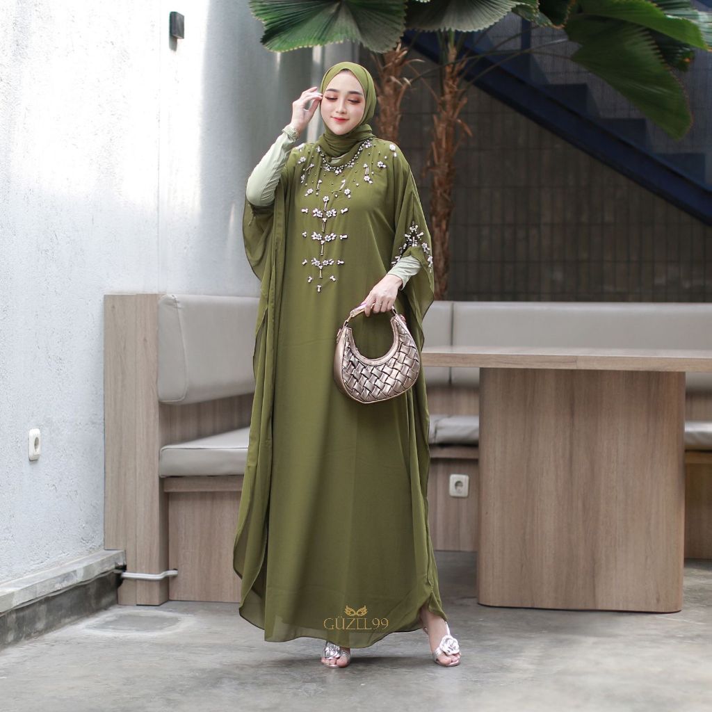 Kaftan Fayya Guzel99 Ceruti Lebaran Payet Exclusive Allsize free inner kaftan ghina