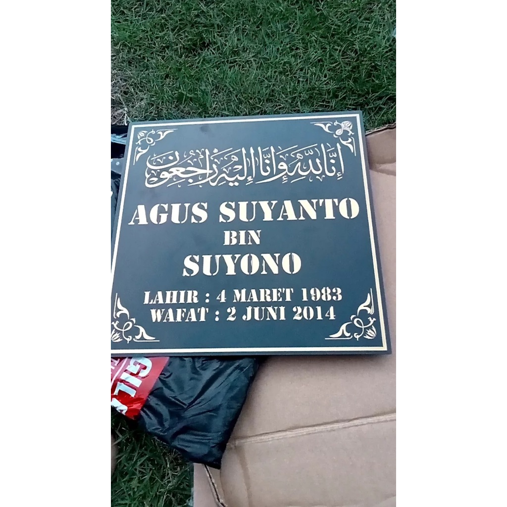 (1-2 Hari) PAPAN NAMA NISAN ISLAM CUSTOM AKRILIK MAKAM / Tulisan Papan Nama Maesan Untuk Batu Nisan