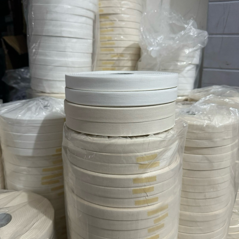 

pita sablon pita label katun,pita merek polos krem tipis harga untuk 1 roll,#pita sablon#pita merek