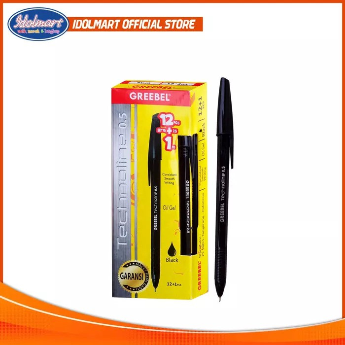 

IDOLAKU Pulpen Greebel 12 pc + Free 1 Technoline 0.5
