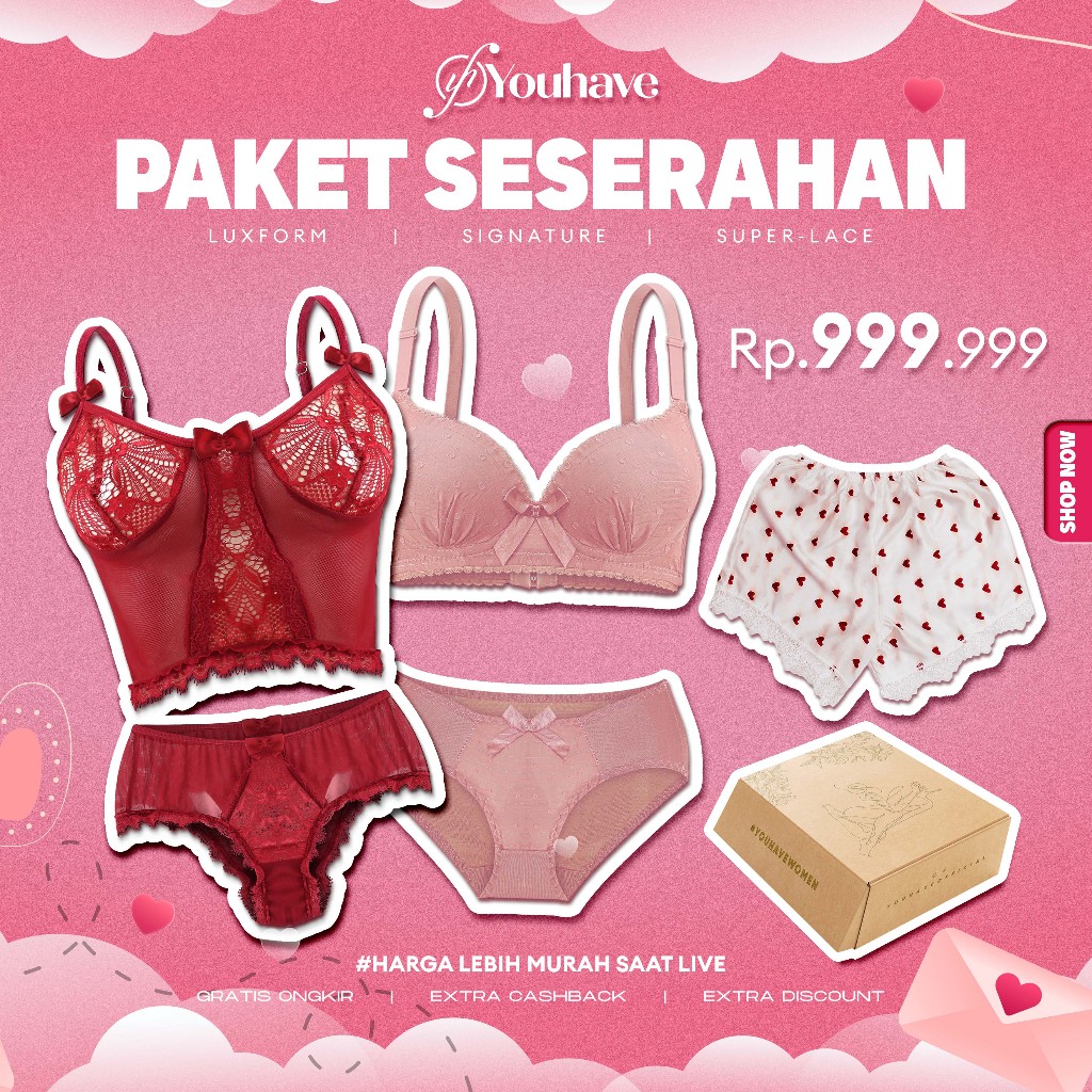 YOUHAVE EXCLUSIVE PAKET SESERAHAN SALE 2PCS LINGERIE ONE SET BAJU DINAS + 1PCS CELANA PENDEK SATIN P