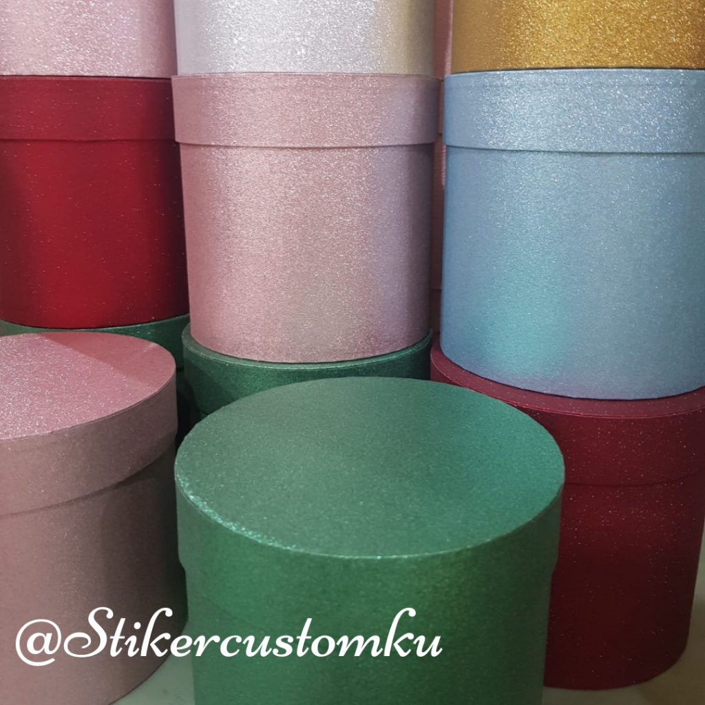 

Bloom Box Flower Bulat Kotak Kado Kotak Bunga Gliter 12x13cm