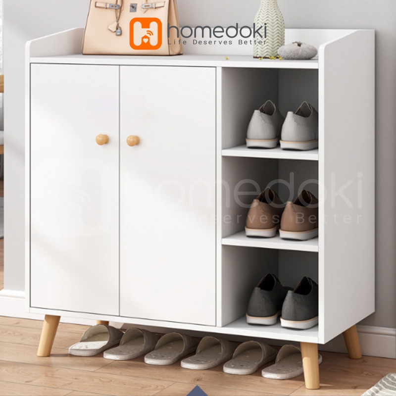 Homedoki Lemari Sepatu Susun Minimalis / Rak Sepatu Kapasitas Besar/Rak Sepatu Kayu Anti Debu Lemari