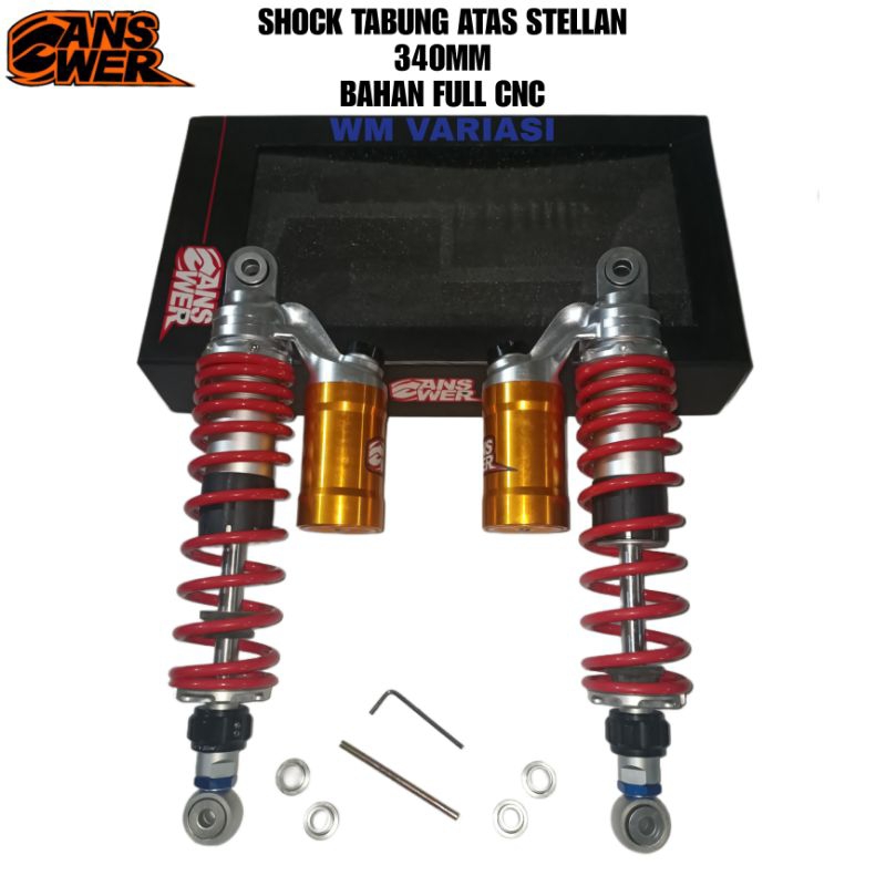 Shock Tabung Motor Per Merah 270 mm 340 mm Stellan Full CNC Answer Shockbreaker Tabung Atas