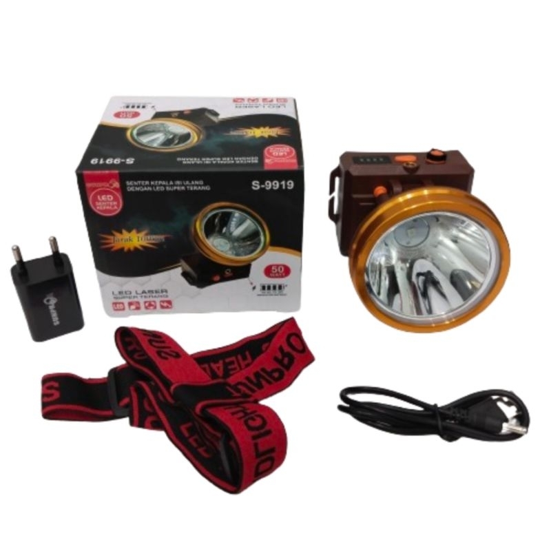 Senter Kepala / Headlamp 50w Watt 3 Mode SOS SUNPRO S-9919