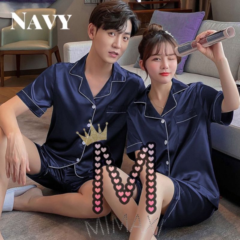 stelan piyama couple celana pendek / pasangan suami istri