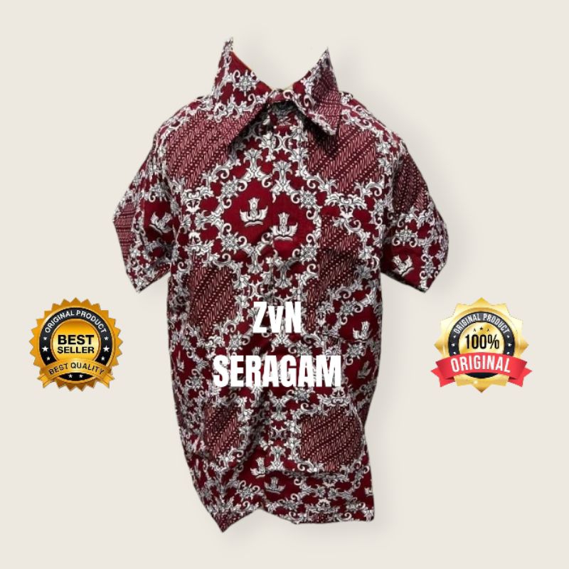 Seragam batik sekolah Baju batik sekolah motif lereng merah Batik seragam sekolah Batik SD Lengan pa
