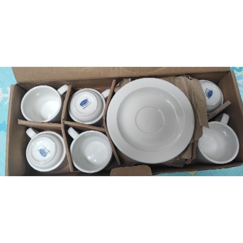 weston cangkir keramik espresso cangkir Atlas putih polos 6 pasang