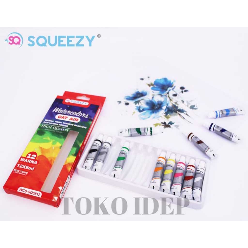

Cat Air Set SQUEEZY 12 Warna 9ml/Water Color Set SQ5812 9ml/Cat Lukis Kanvas/Watercolor Set 12 Warna 9ml/Cat Poster