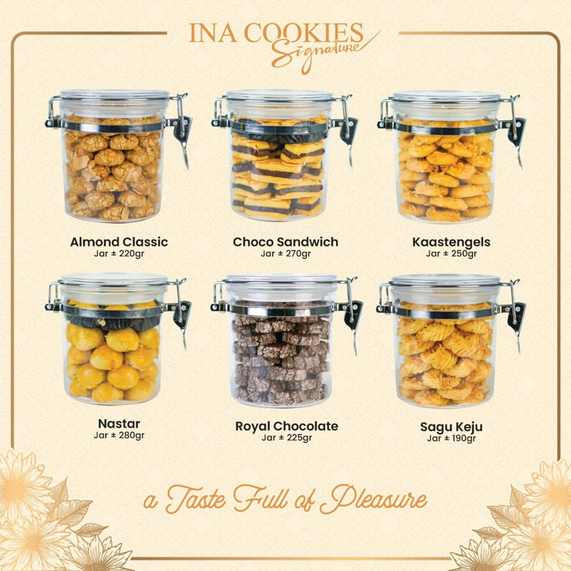 

Ina Cookies Kue Kering Lebaran Bogor Kemasan Signature Premium Series Gold Enak Almond Cookies Royal Chocolate Nastar Kastangel Choco Sandwich