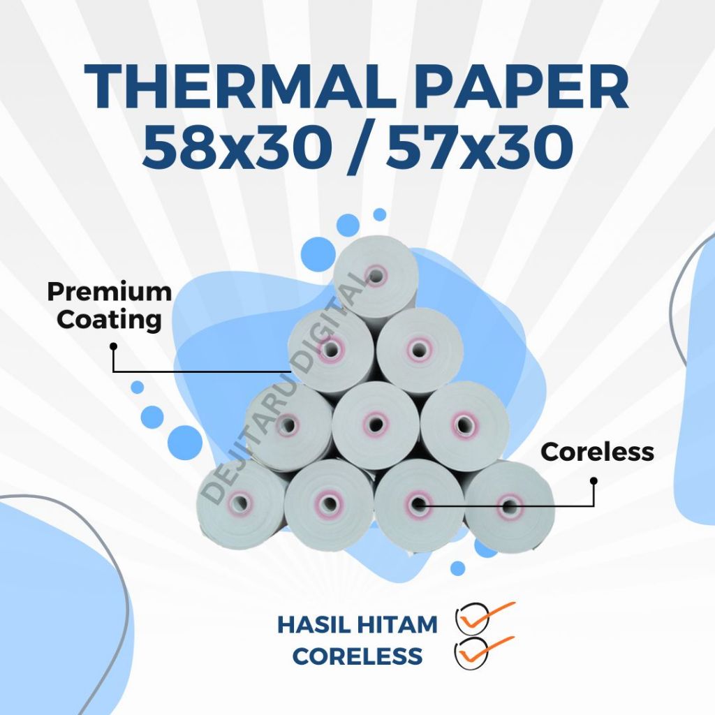 

[GROSIR] Kertas Thermal TEBAL 58x30 / 57x30 Kualitas Bagus Kertas Thermal 58mm