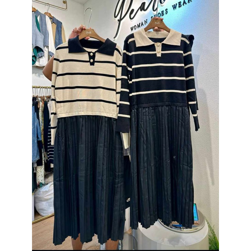 dress rajut kombinasi katun import