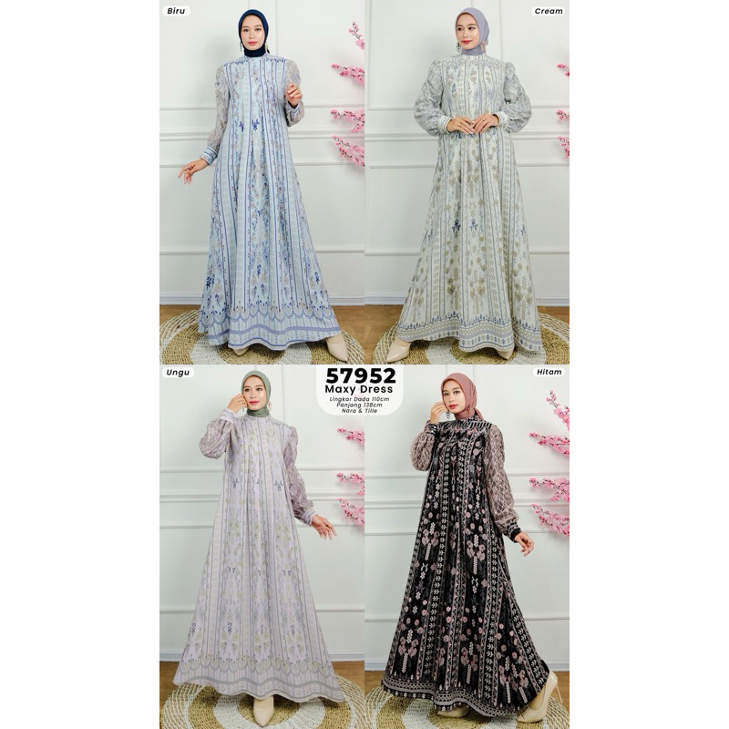 Ext Maxy dress bahan Nara & tile##Gamis EXTU##gamis brukat#gamis tangan balon//gamis bshan adem