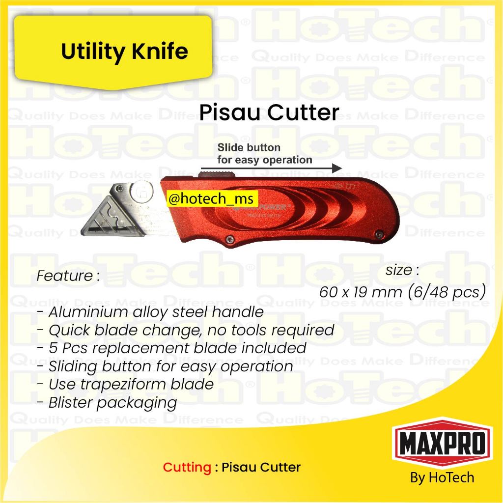 

Pisau Cutter Maxpower | Utility Knife 60 x 19 mm